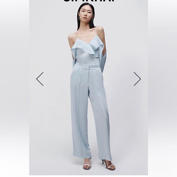 Jonathan Simkhai The Diane Satin Off Shoulder Top in Light Sky. XS NWT - Picture 4 of 12